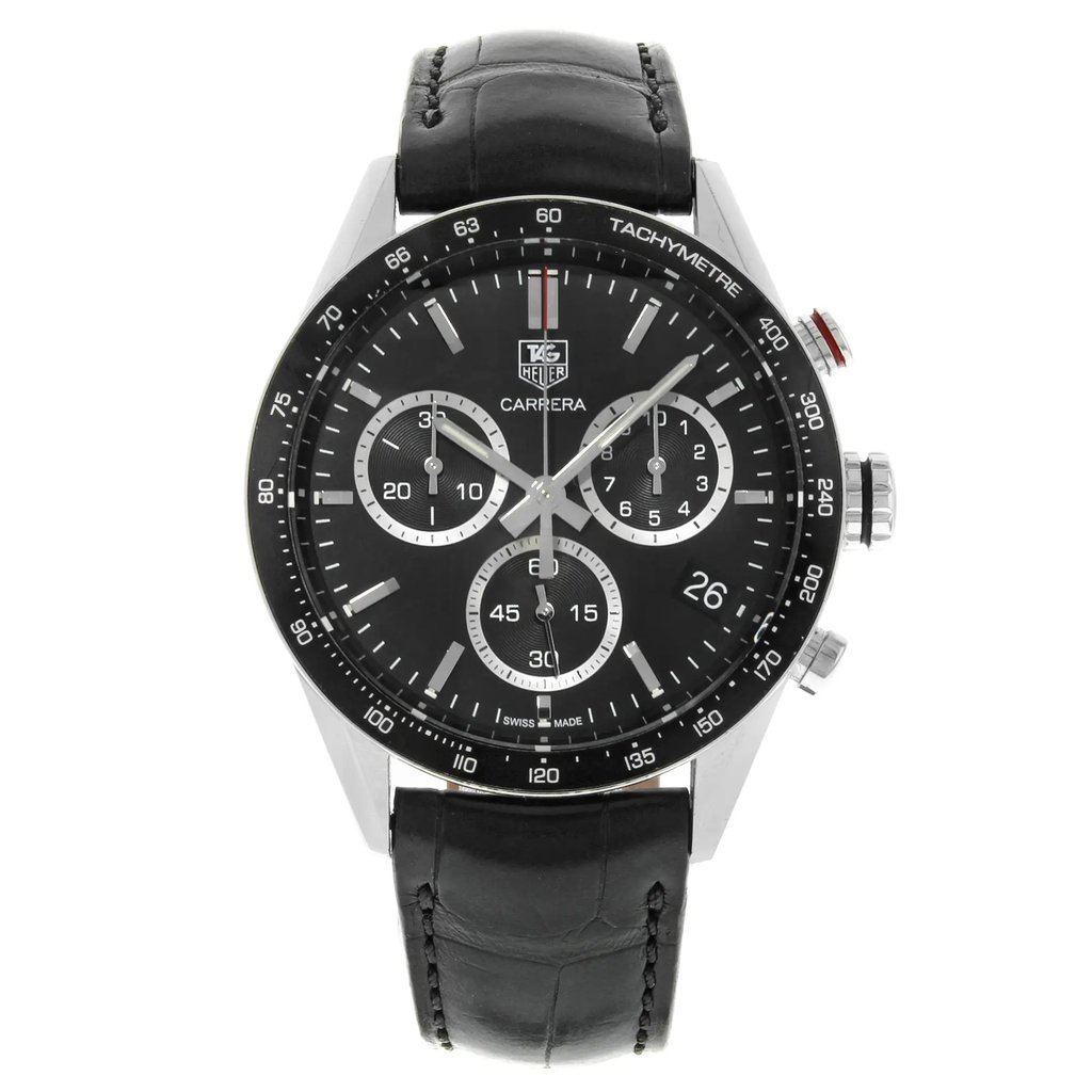 Front Full View Of TAG Heuer CV1A10.FC6235 Stainless Steel Watch Pre Owned Condition {Product Condition}