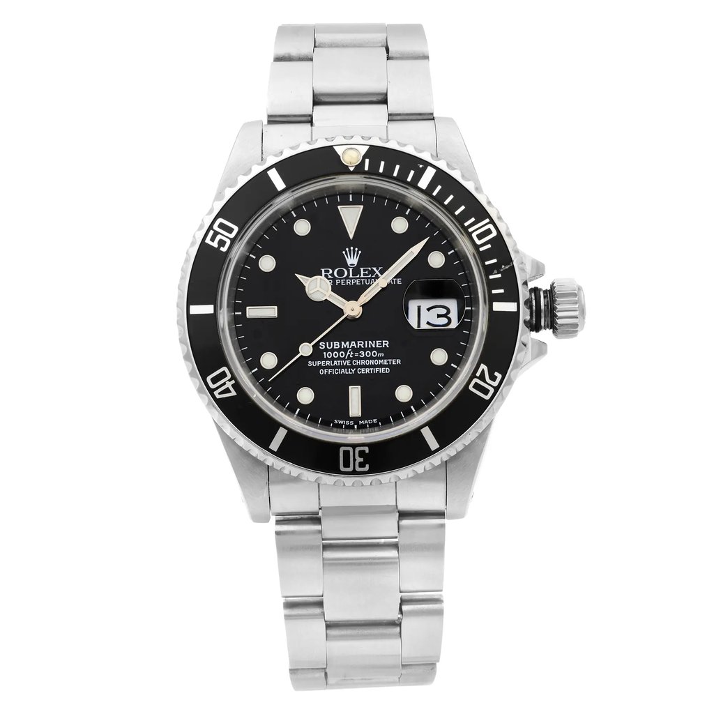 Front Full View Of Rolex 16610 Stainless Steel Watch Pre Owned Condition {Product Condition}