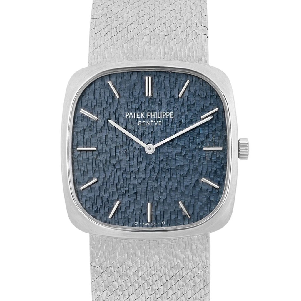 Up Close Front Facing Picture Of Patek Philippe 3566/1G White Gold Watch Pre Owned Condition