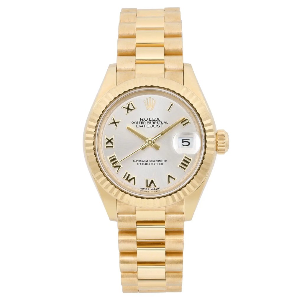Front Full View Of Rolex 279178 Yellow Gold Watch Pre Owned Condition Excellent