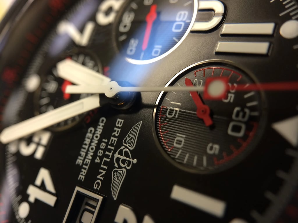 Up Close Front Facing Picture Of Breitling M13370/B930 Stainless Steel Watch Pre Owned Condition