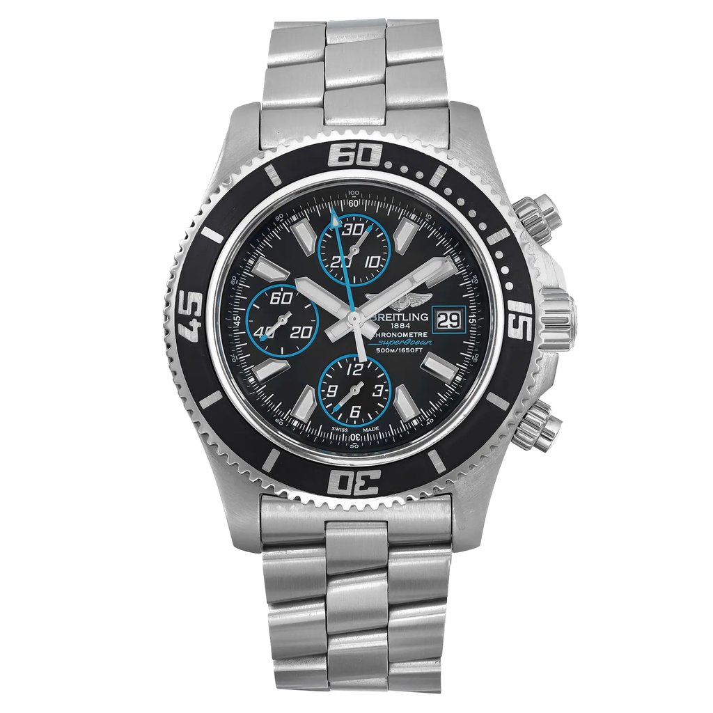 Front Full View Of Breitling A1334102/BA83-162A Stainless Steel Watch Pre Owned Condition Excellent
