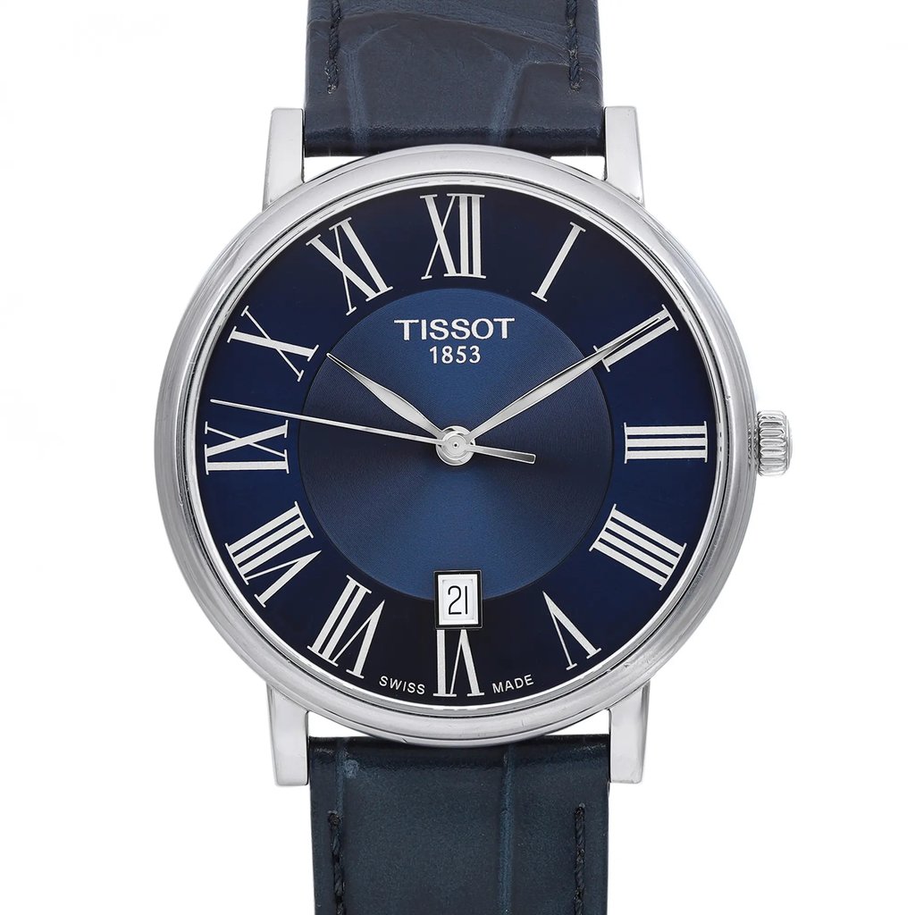 Up Close Front Facing Picture Of Tissot T122.410.16.043.00 Stainless Steel Watch Pre Owned Condition