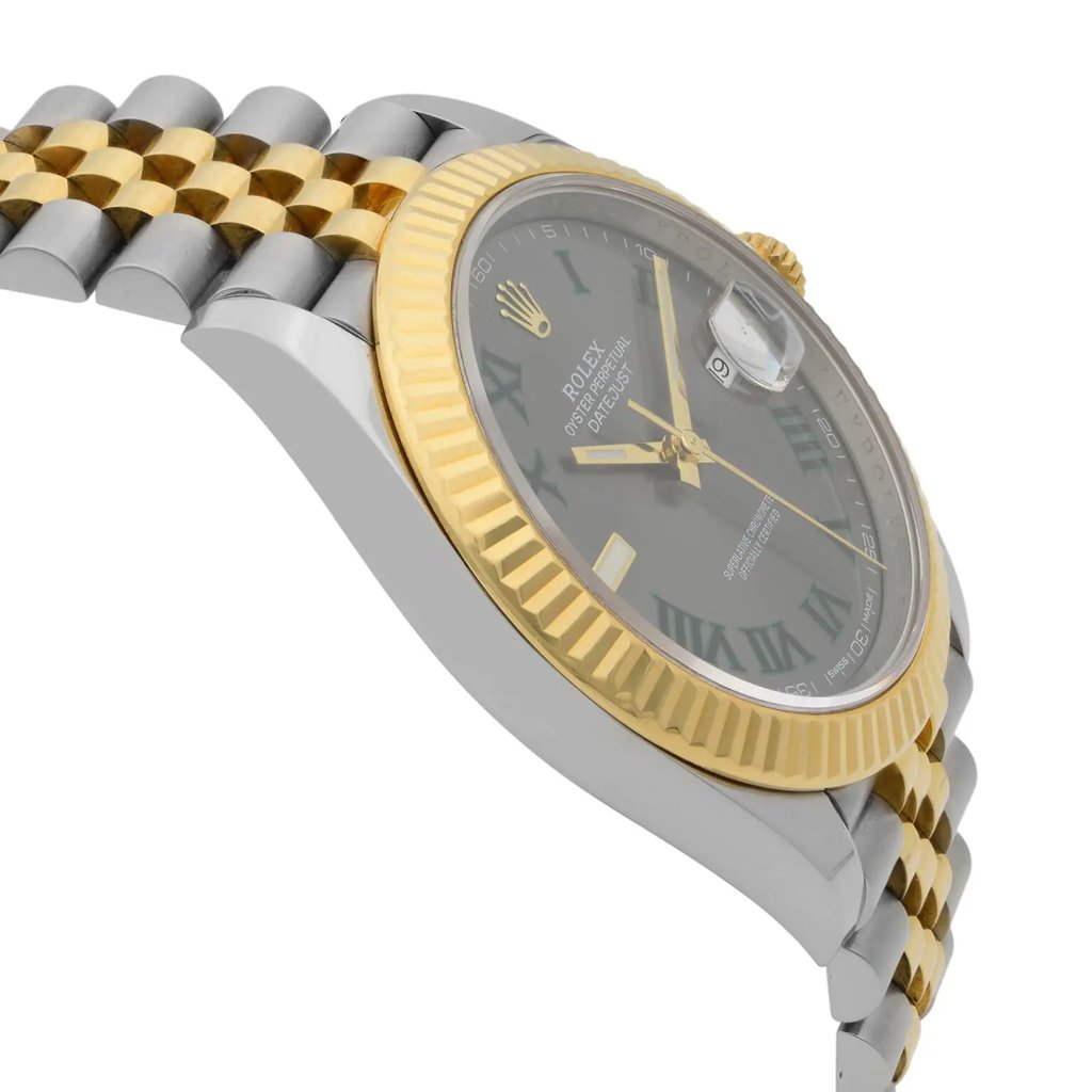 View Of Opposite Crown Facing Side Of Rolex 126333GYRJ Stainless Steel Watch Pre Owned Condition