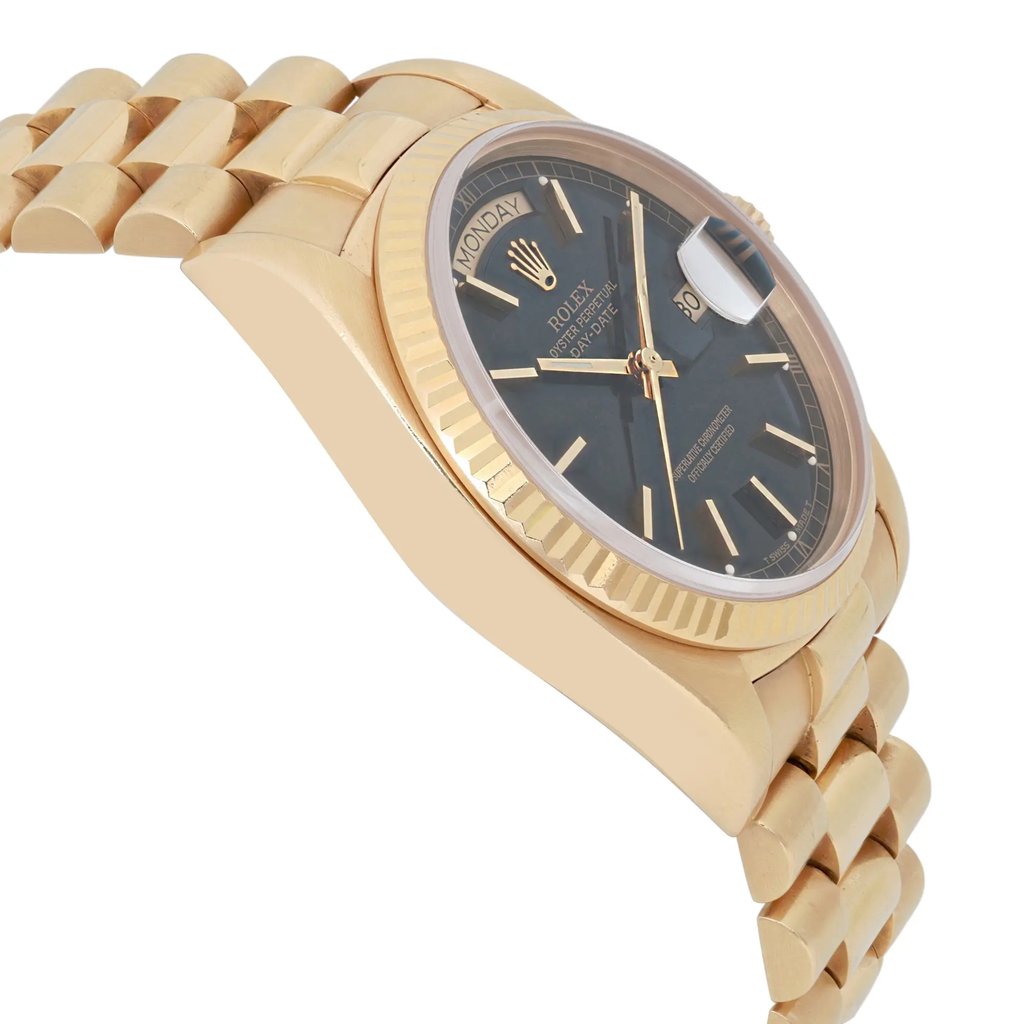 View Of Opposite Crown Facing Side Of Rolex 18038 Yellow Gold Watch Pre Owned Condition