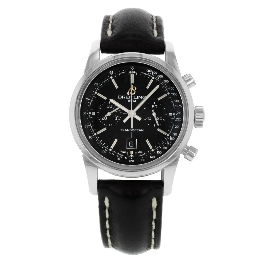 Front Full View Of Breitling A4131012/BC06-428X Stainless Steel Watch Pre Owned Condition {Product Condition}