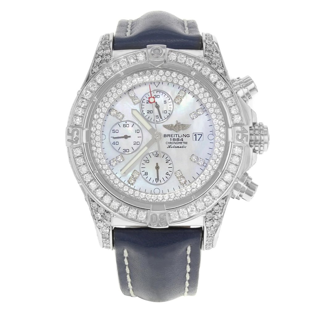 Front Full View Of Breitling A13370 Stainless Steel Watch Pre Owned Condition {Product Condition}