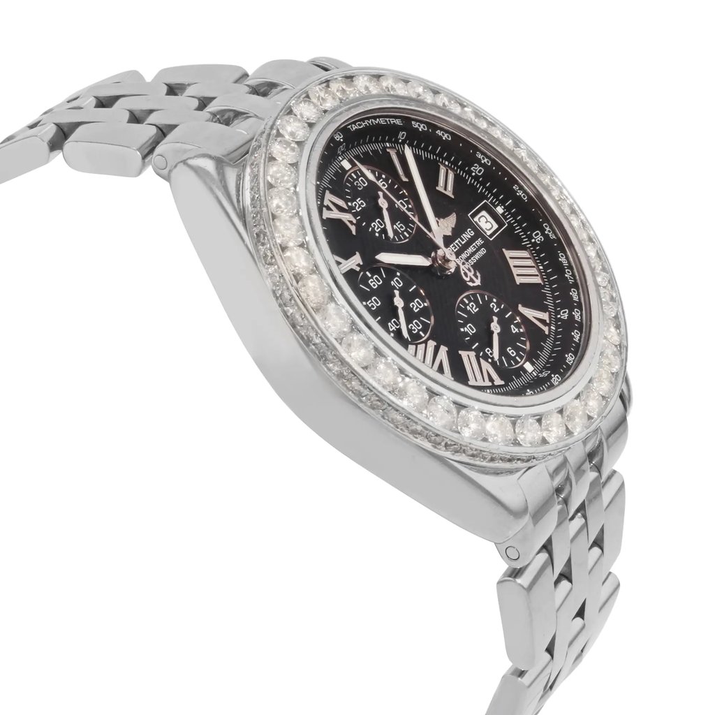View Of Opposite Crown Facing Side Of Breitling A13355 Stainless Steel Watch Pre Owned Condition