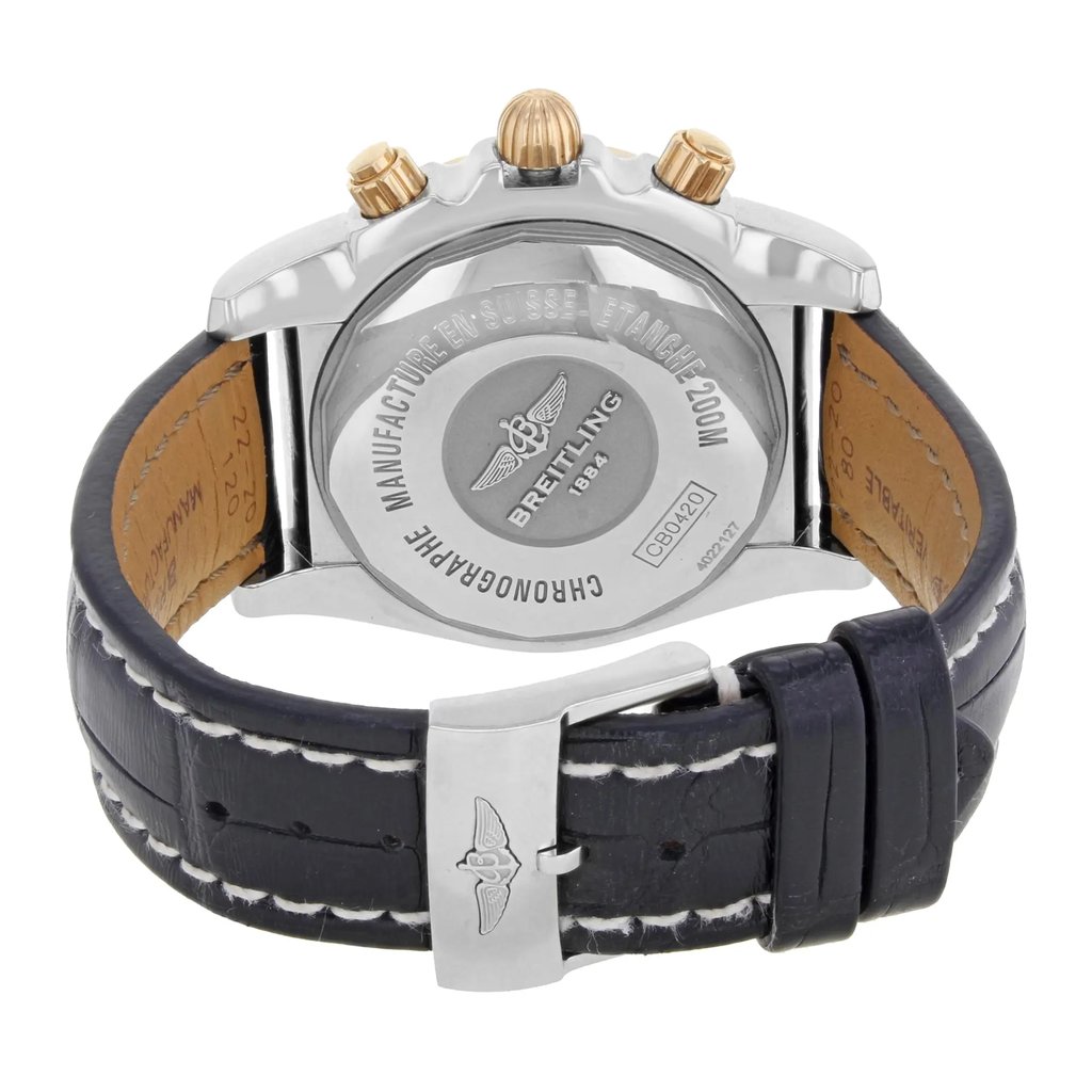 Back View Of {Caseback} Back Case And Closed Leather Band Of Breitling CB042012/BB86-743P Watch Pre Owned Condition