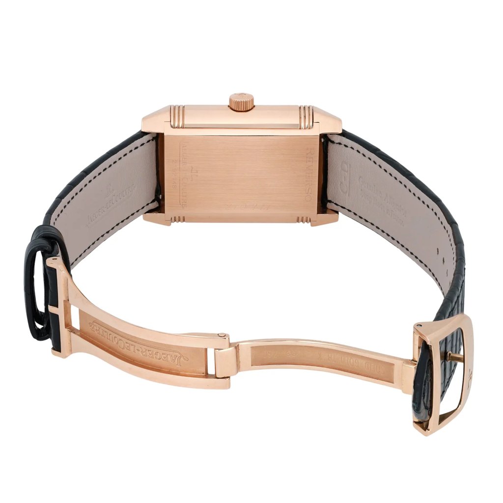 Back View Of Solid Back Case And Open Leather Band Of Jaeger-LeCoultre 240.214 Watch Pre Owned Condition