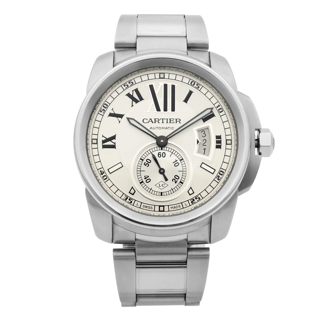 Front Full View Of Cartier W7100015 Stainless Steel Watch Pre Owned Condition {Product Condition}