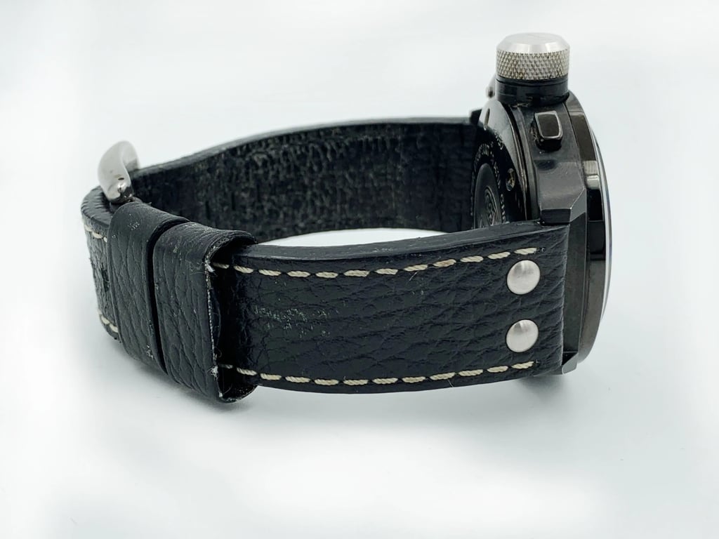 Back View Of Solid Back Case And Closed Leather Band Of TW Steel CE1033 Watch Pre Owned Condition