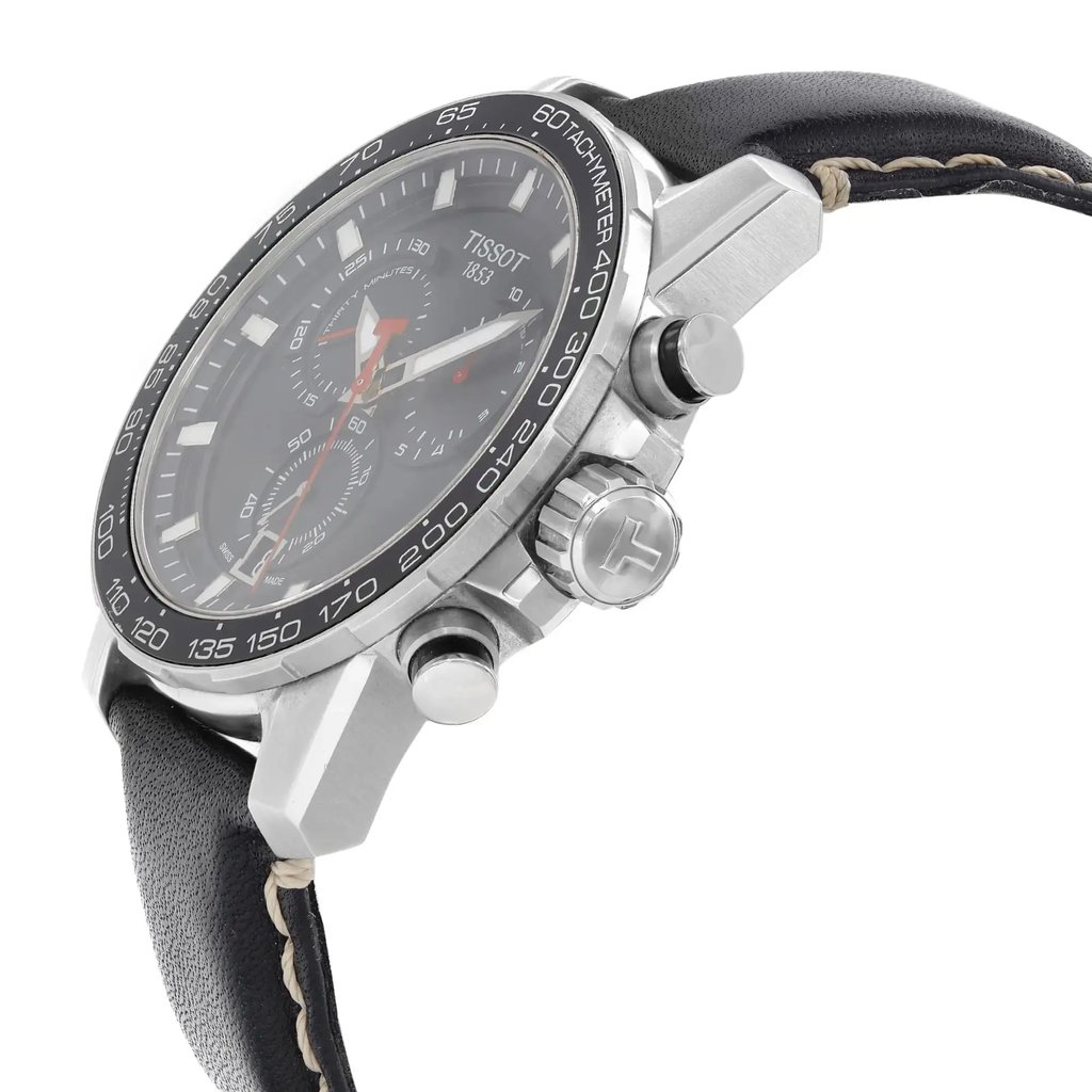 View Of Crown Facing Side Of Tissot T1256171605100 Stainless Steel Watch Display Model Condition