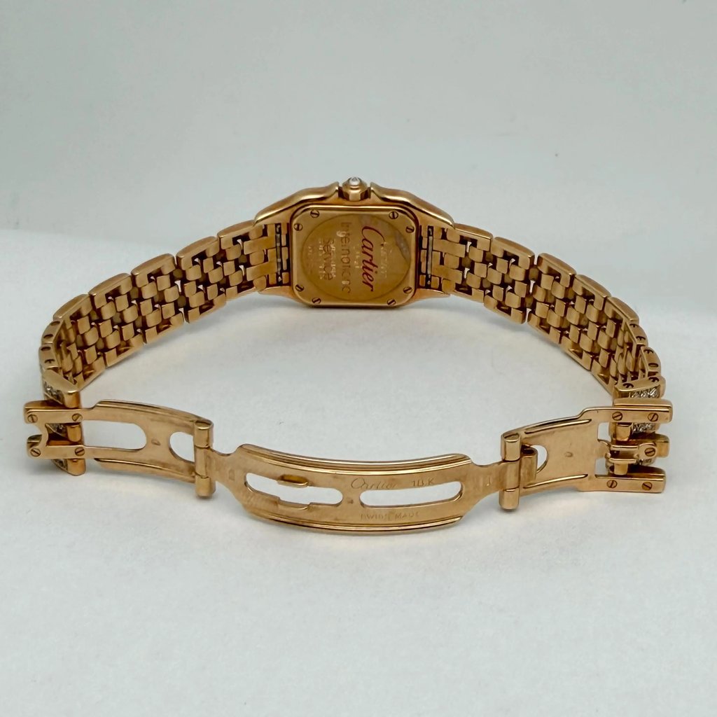 Back View Of Screwback Back Case And Open Rose Gold Band Of Cartier WF3072FF Watch Pre Owned Condition