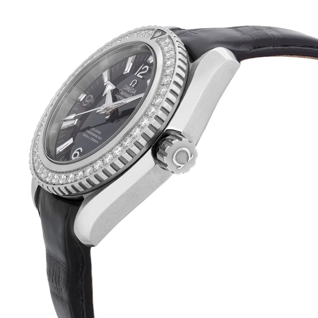 View Of Crown Facing Side Of OMEGA 232.18.38.20.01.001 Stainless Steel Watch Display Model Condition