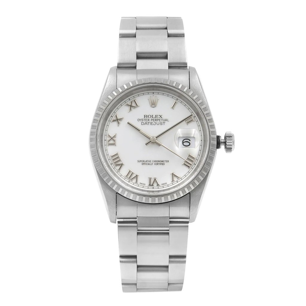 Front Full View Of Rolex 16220 Stainless Steel Watch Pre Owned Condition {Product Condition}