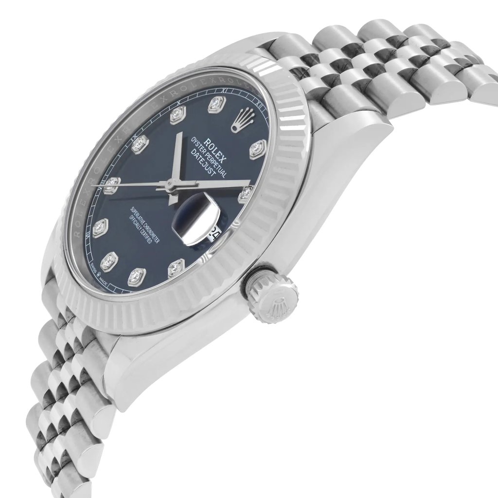 View Of Crown Facing Side Of Rolex 126334 Stainless Steel Watch Display Model Condition
