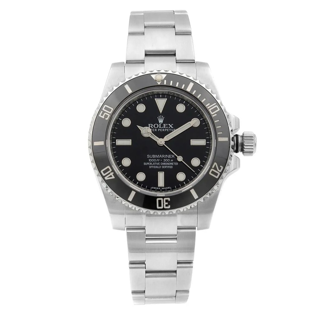 Front Full View Of Rolex 114060 Stainless Steel Watch Pre Owned Condition Excellent