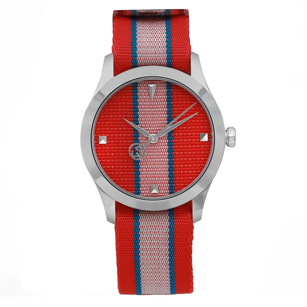 Front Full View Of Gucci YA1264070 Stainless Steel Watch New With Defects Condition Excellent