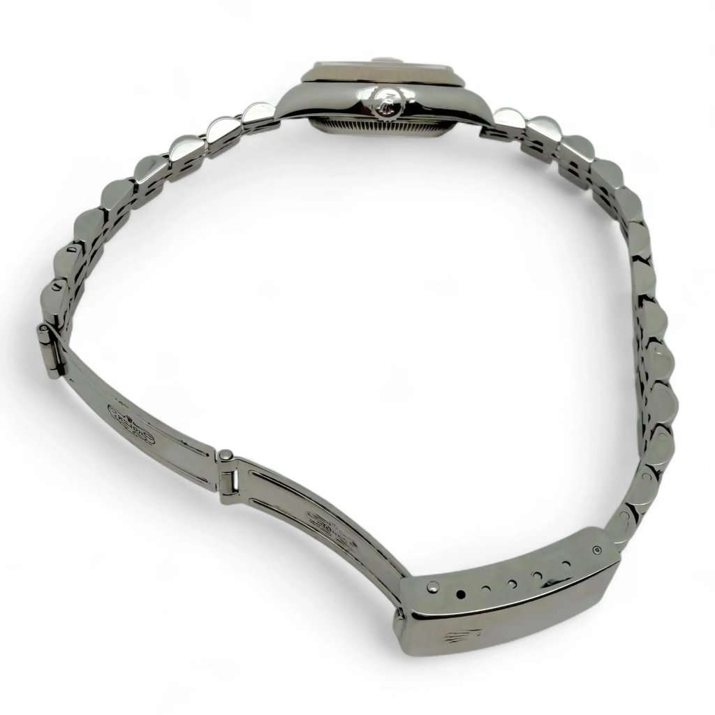 Back View Of Solid Back Case And Open Stainless Steel Band Of Rolex 69174 Watch Pre Owned Condition