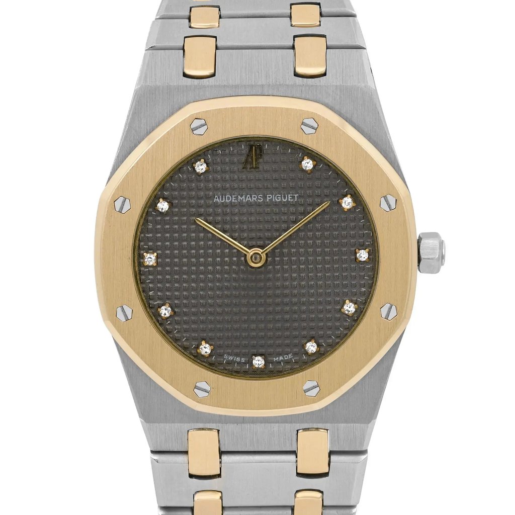 Up Close Front Facing Picture Of Audemars Piguet 56303SA Stainless Steel Watch Pre Owned Condition