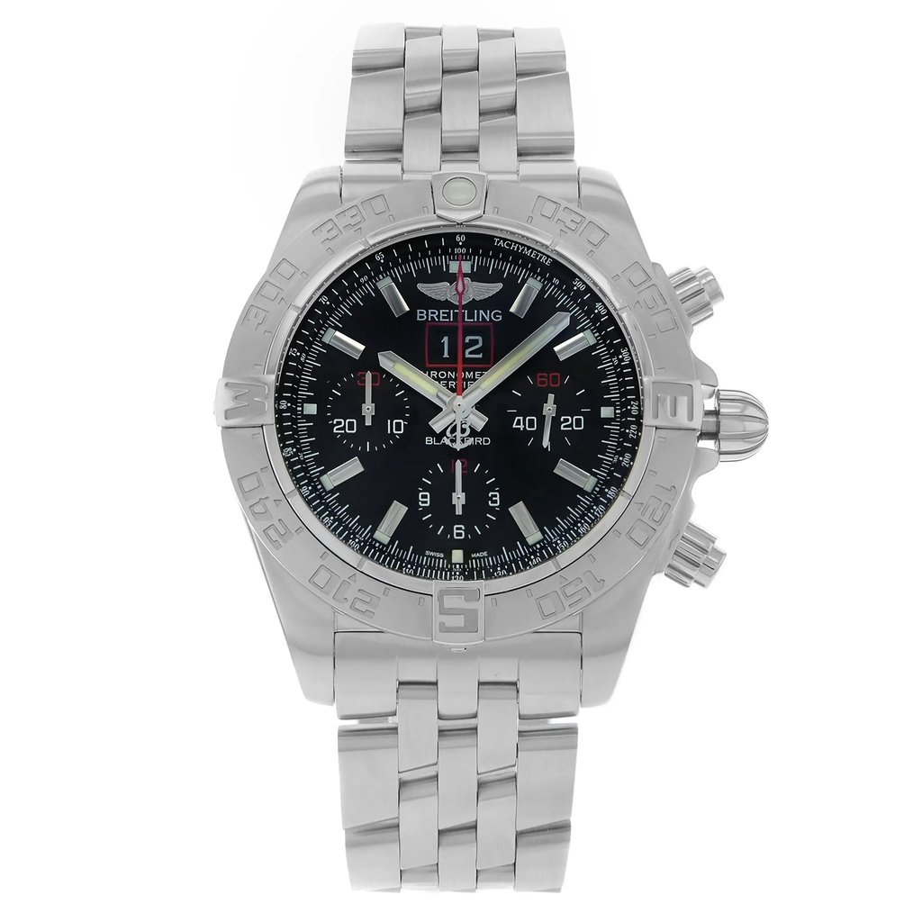 Front Full View Of Breitling A4436010 / BB71-379A Stainless Steel Watch Display Model Condition {Product Condition}