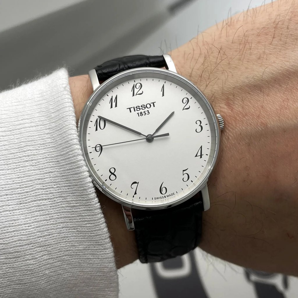 Up Close Front Facing Picture Of Tissot T109.410.16.032.00 Stainless Steel Watch New Without Tags Condition