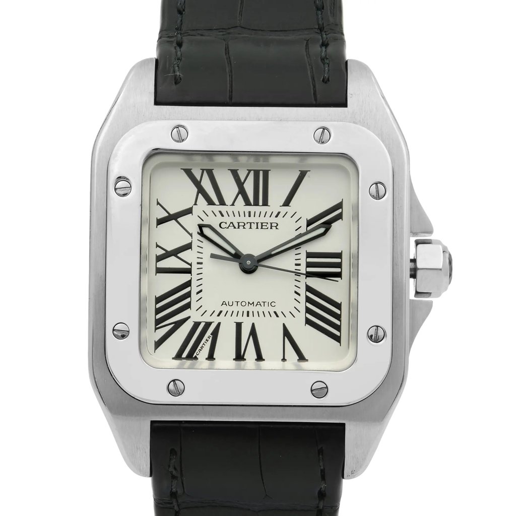 Up Close Front Facing Picture Of Cartier W20106X8 Stainless Steel Watch Pre Owned Condition