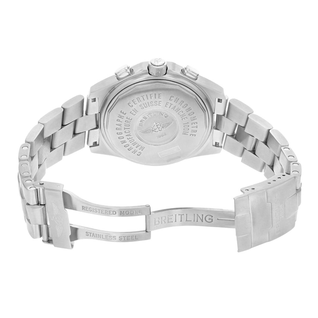Back View Of {Caseback} Back Case And Open Stainless Steel Band Of Breitling A42352 Watch Pre Owned Condition