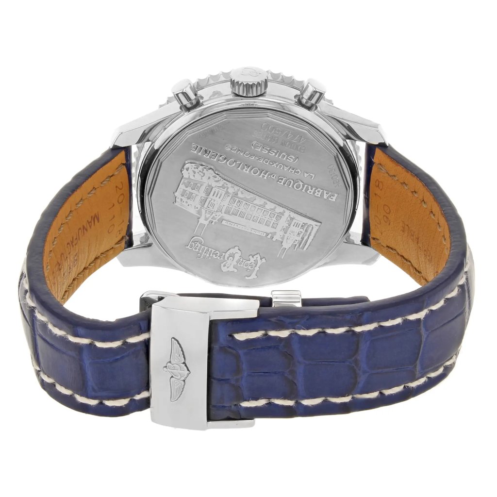 Back View Of {Caseback} Back Case And Closed Leather Band Of Breitling AB0130C5/C894-719P Watch Display Model Condition