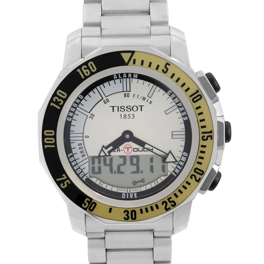 Up Close Front Facing Picture Of Tissot T026.420.11.031.01 Stainless Steel Watch Pre Owned Condition