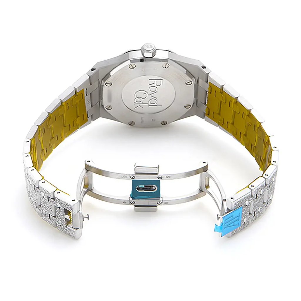Back View Of {Caseback} Back Case And Open White Gold Band Of Audemars Piguet 67653BC.GG.1263BC.01 Watch Unworn Condition