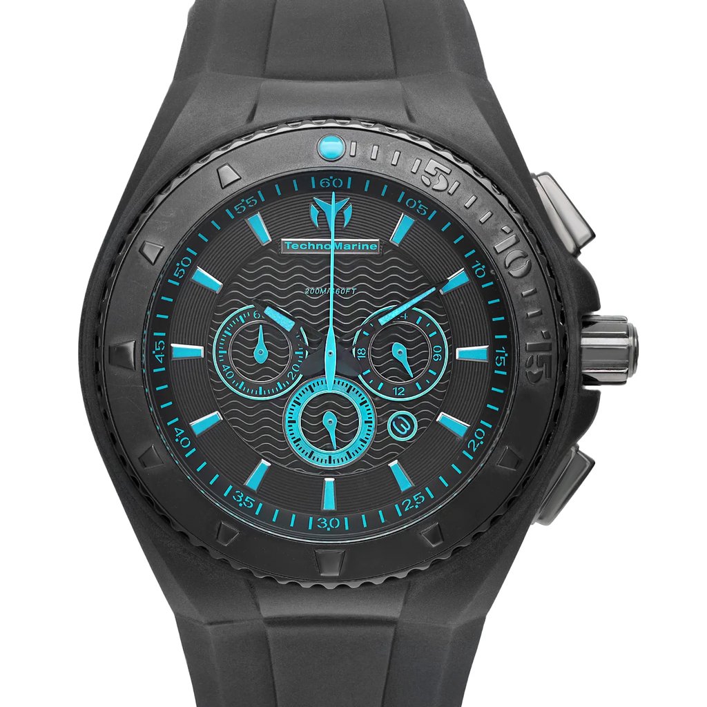 Up Close Front Facing Picture Of TechnoMarine 109045 Stainless Steel Watch Pre Owned Condition
