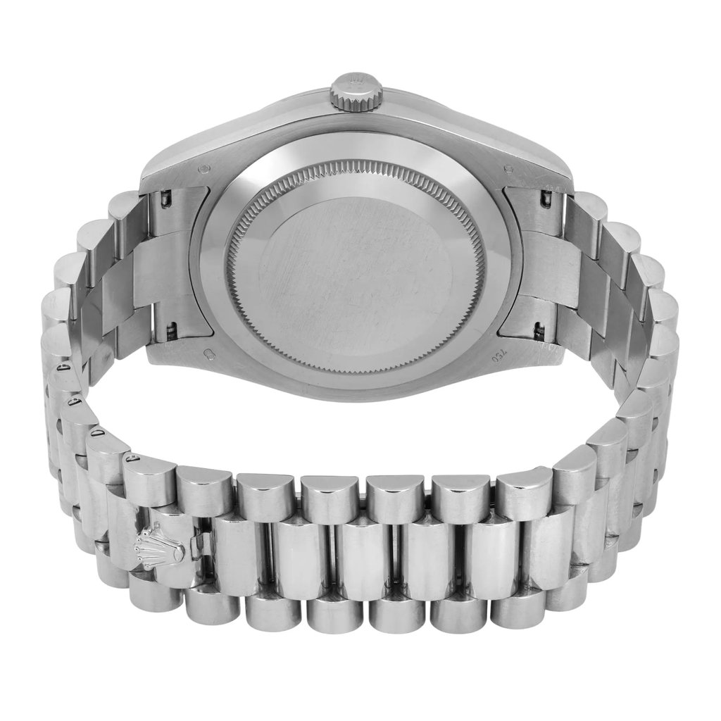 Back View Of Screwback Back Case And Closed White Gold Band Of Rolex 218239 Watch Pre Owned Condition