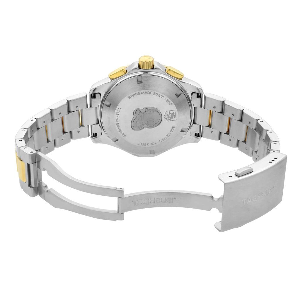 Back View Of {Caseback} Back Case And Open Stainless & Plated Metal Band Of TAG Heuer CAP2120.BB0834 Watch Pre Owned Condition