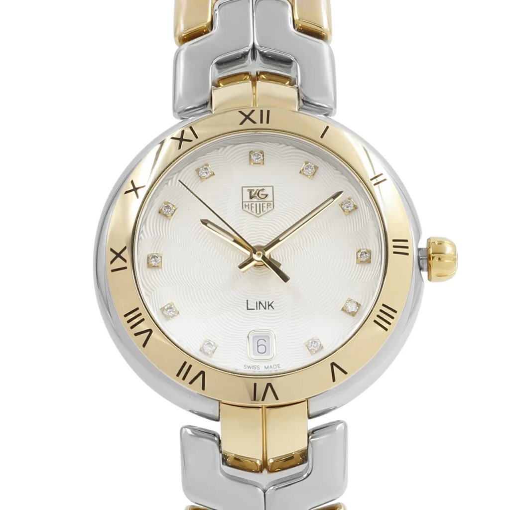 Up Close Front Facing Picture Of TAG Heuer WAT1350.BB0957 Stainless Steel Watch Pre Owned Condition
