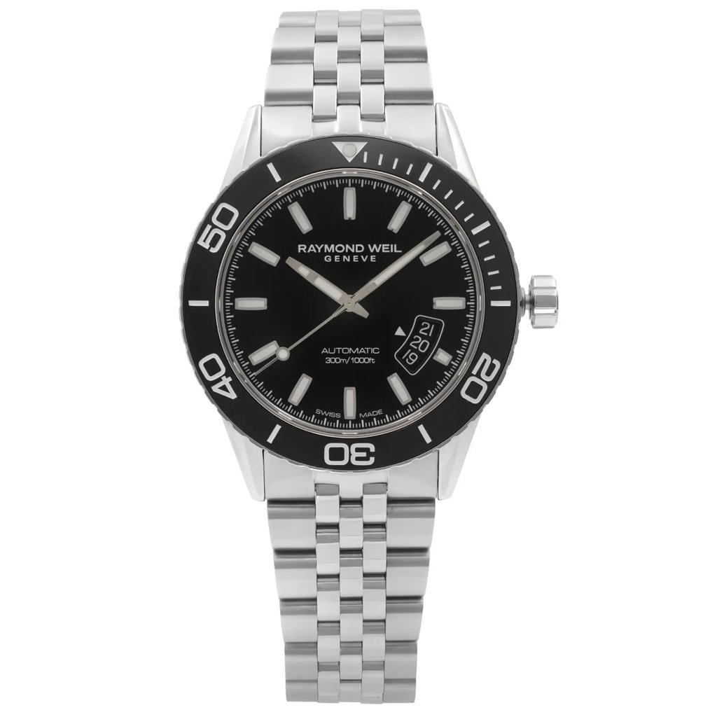 Front Full View Of RAYMOND WEIL 2760-ST1-20001 Stainless Steel Watch Pre Owned Condition Excellent