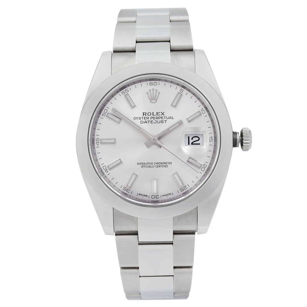 Front Full View Of Rolex 126300-0003 Stainless Steel Watch Unworn Condition Excellent