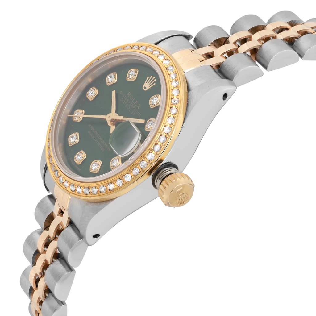 View Of Crown Facing Side Of Rolex 69173 Stainless Steel Watch Pre Owned Condition
