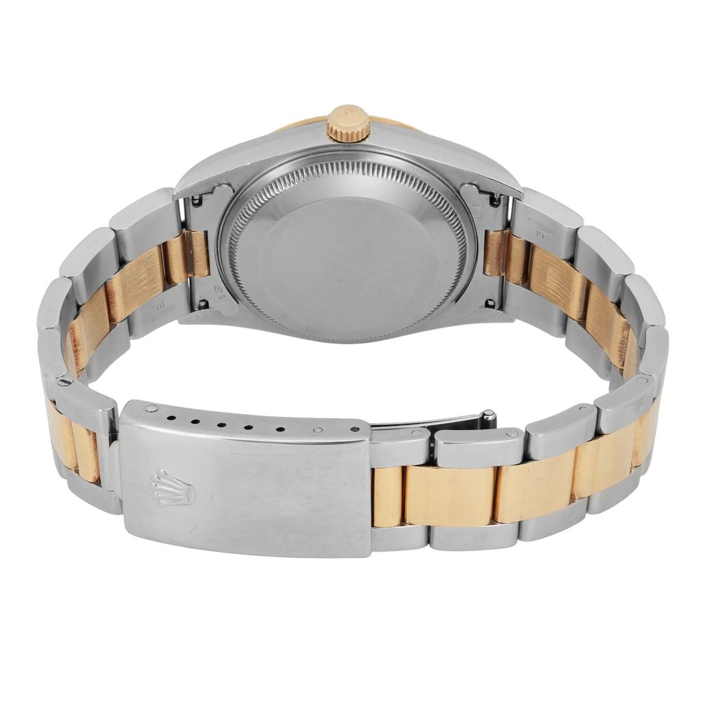 Back View Of Solid Back Case And Closed Stainless Steel,Yellow Gold Band Of Rolex 15223 Watch Pre Owned Condition