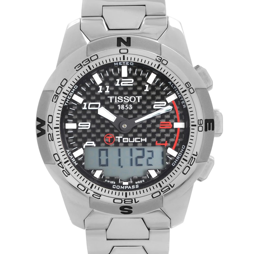 Up Close Front Facing Picture Of Tissot T047.420.44.207.00 Titanium Watch New Condition