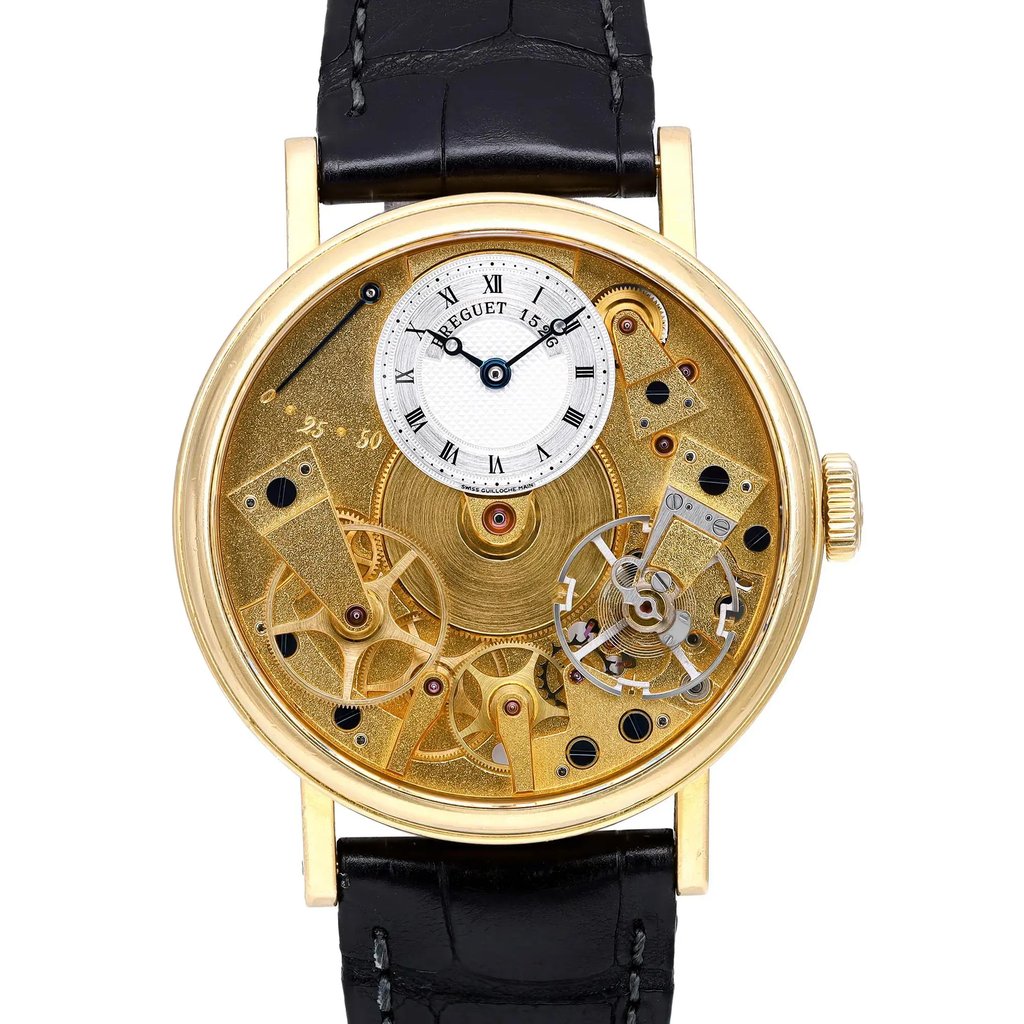 Up Close Front Facing Picture Of Breguet 7027BA/11/9V6 Gold 18kt Watch Pre Owned Condition