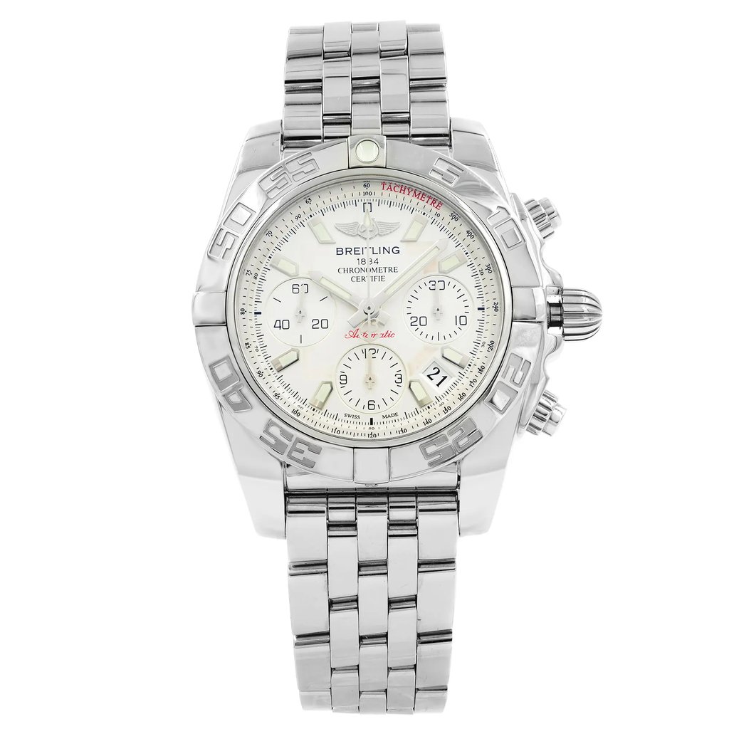 Front Full View Of Breitling AB014012/G711-378A Stainless Steel Watch New With Defects Condition {Product Condition}