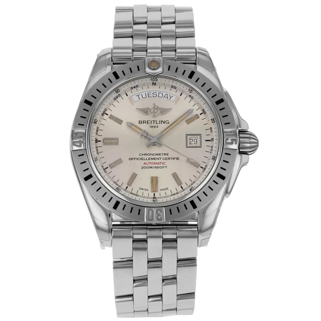 Front Full View Of Breitling A45320B9-G797-375A Stainless Steel Watch Display Model Condition {Product Condition}