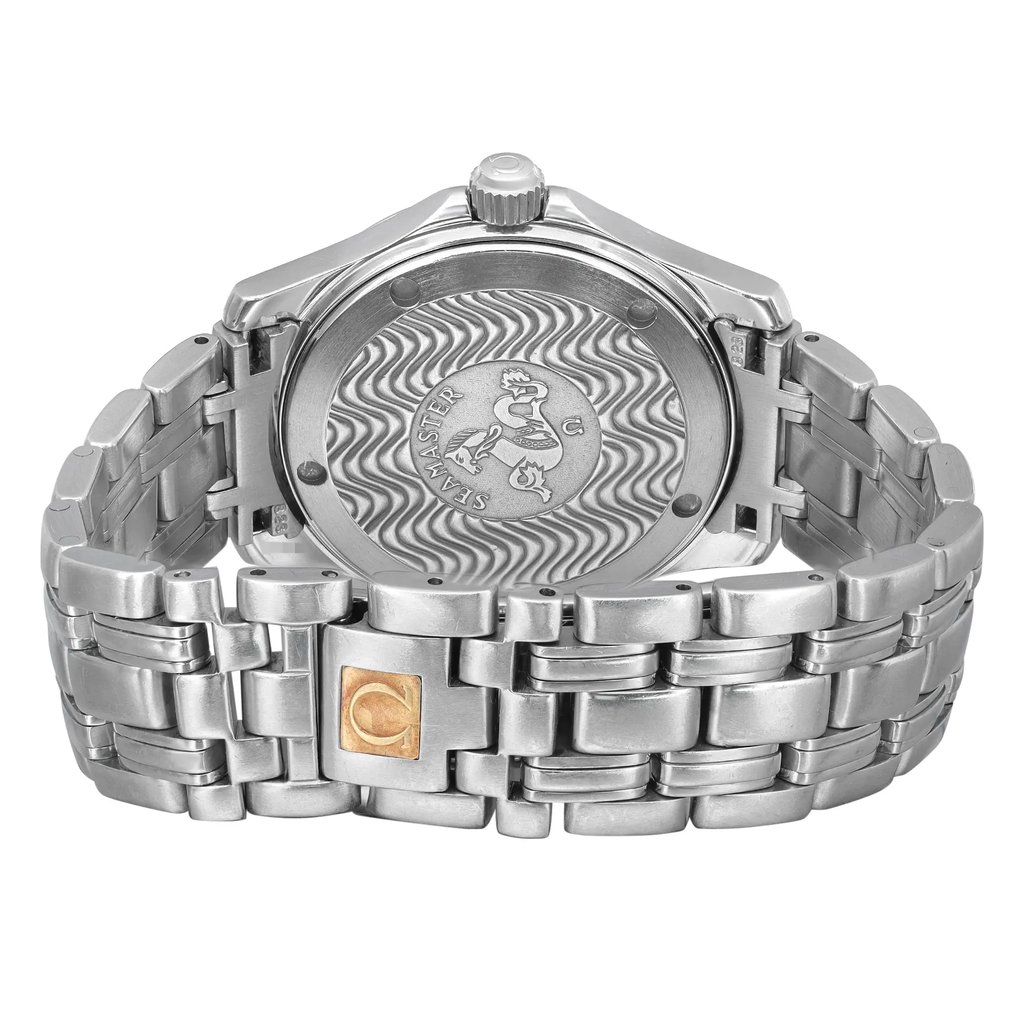 Back View Of Screwback Back Case And Closed Stainless Steel Band Of OMEGA 2501.81.00 Watch Pre Owned Condition