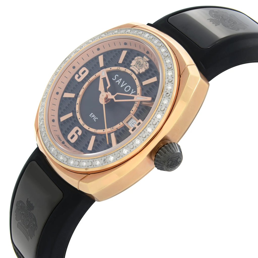 View Of Crown Facing Side Of Savoy G4004J.02A.RB04 Stainless Steel Watch New With Defects Condition