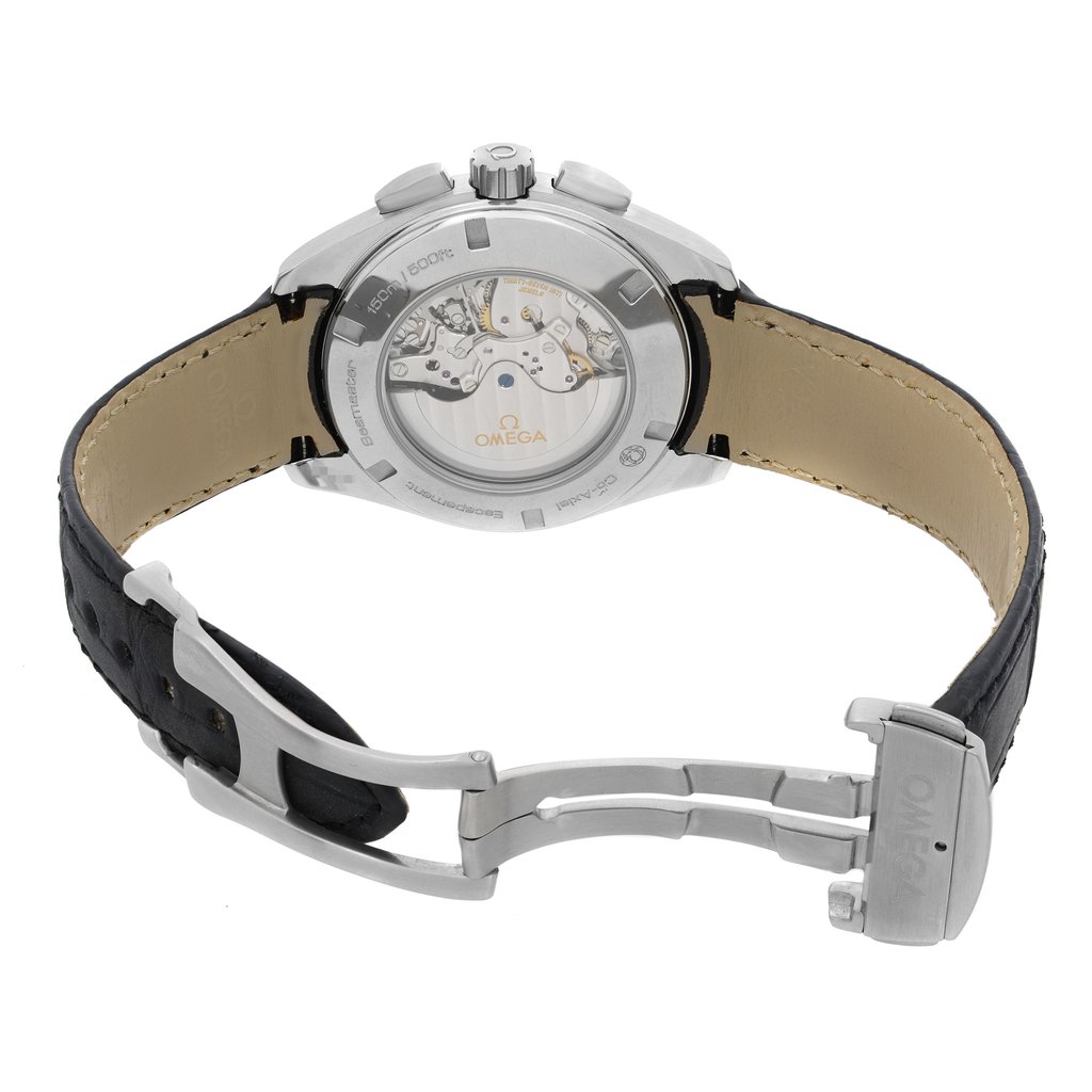 Back View Of Exhibition Back Case And Open Leather,Stainless Steel Band Of OMEGA 231.13.44.50.06.001 Watch Display Model Condition