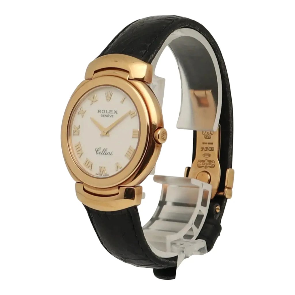 View Of Crown Facing Side Of Rolex 6621 Yellow Gold Watch Pre Owned Condition