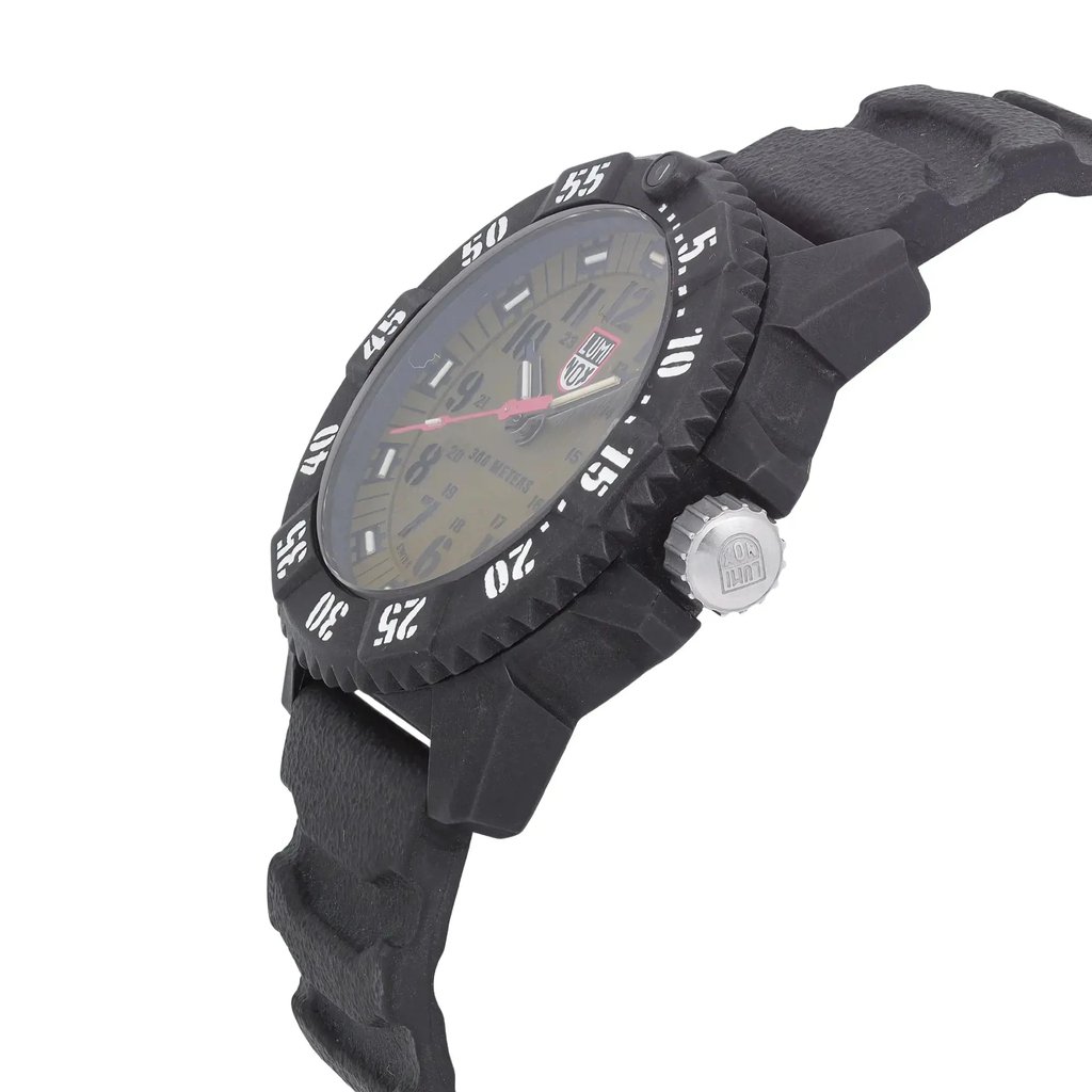 View Of Crown Facing Side Of Luminox XS.3813.L Carbonox Watch Pre Owned Condition