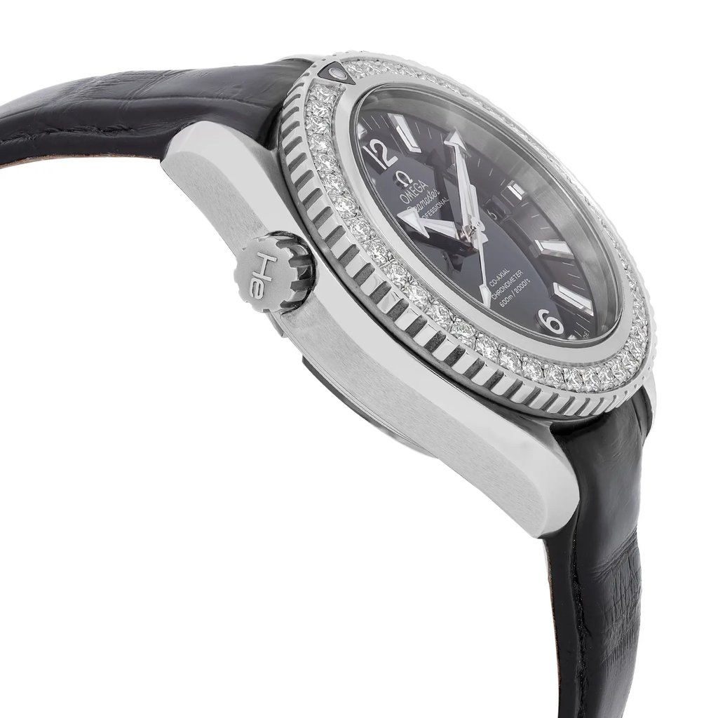 View Of Opposite Crown Facing Side Of OMEGA 232.18.38.20.01.001 Stainless Steel Watch Display Model Condition